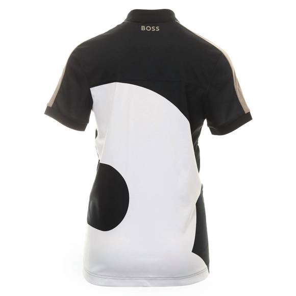 NEW HUGO BOSS men's paddy 8 geometric print short sleeve polo in white/black - Picture 2 of 2